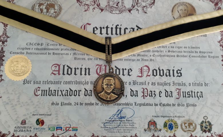 Aldrin Uhdre Novais recebe título de embaixador